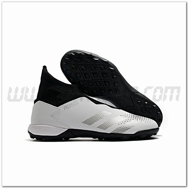 Adidas Scarpe da Calcio Predator 20.3 Laceless TF Bianco/Nero