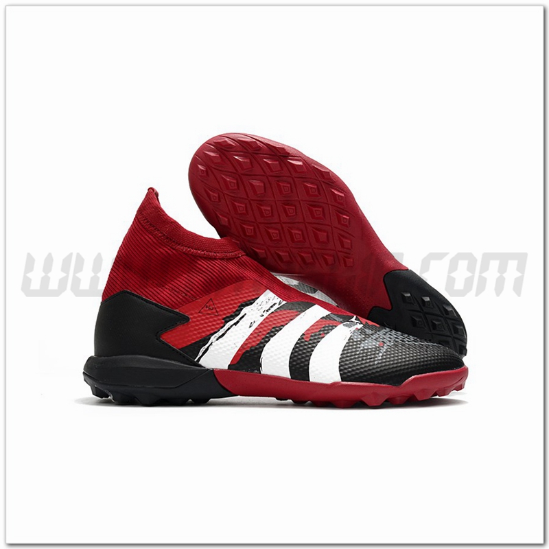 Adidas Scarpe da Calcio Predator 20.3 Laceless TF Rosso/Nero