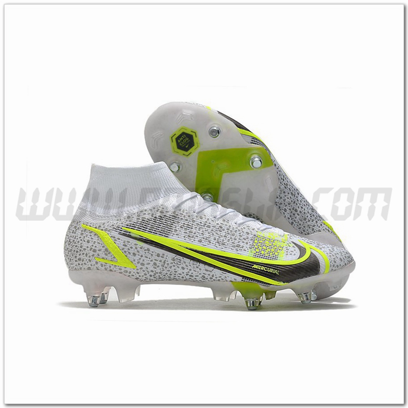 Nike Scarpe da Calcio Mercurial Superfly VIII Elite SG PRO Anti Clog Bianco