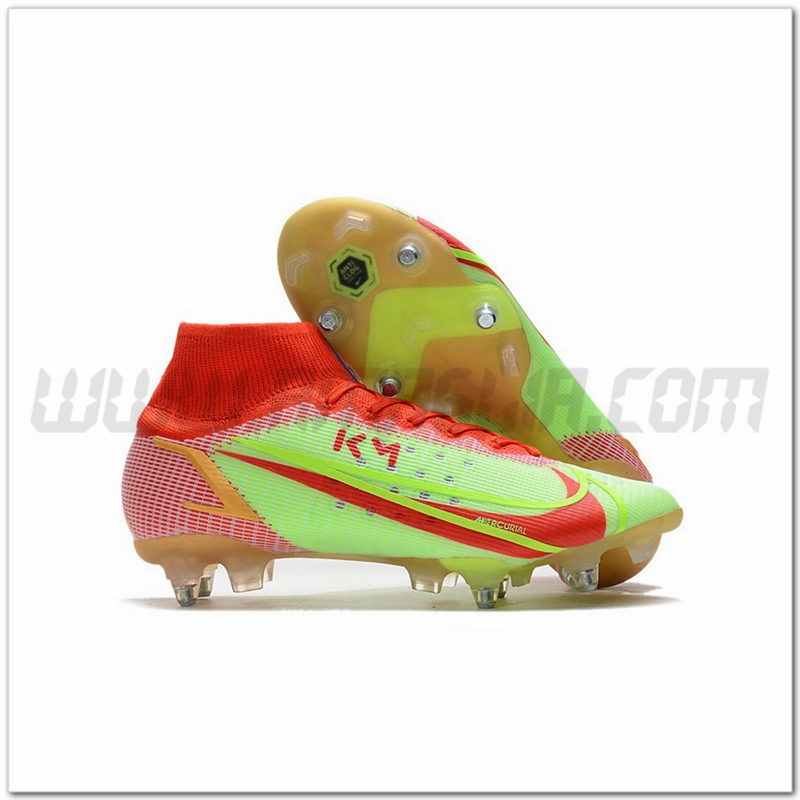 Nike Scarpe da Calcio Mercurial Superfly VIII Elite SG PRO Anti Clog Rosso/Verde