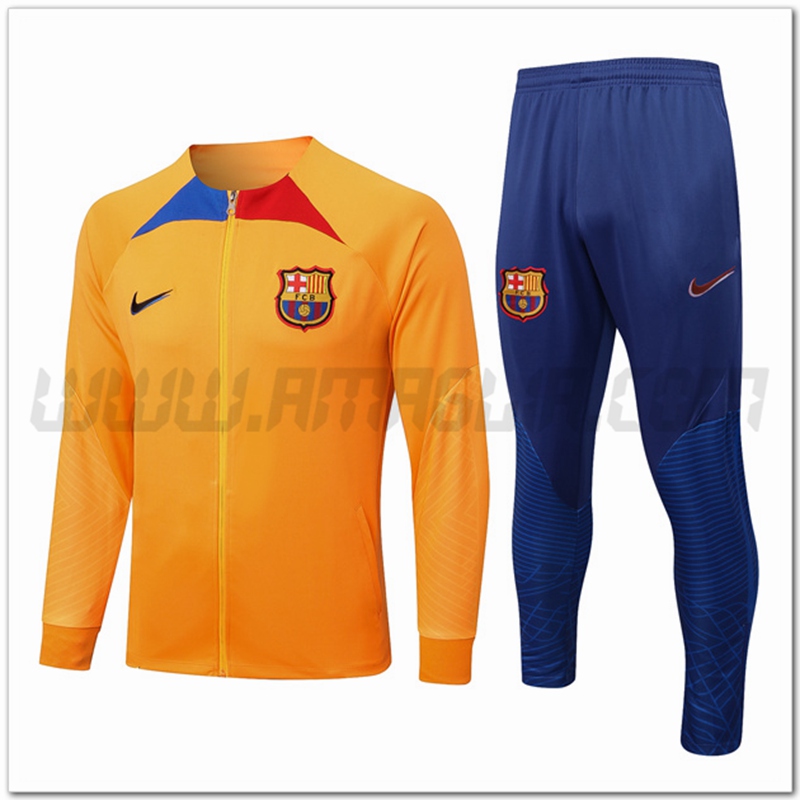 Tuta Giacca Allenamento FC Barcellona Giallo 2022 2023