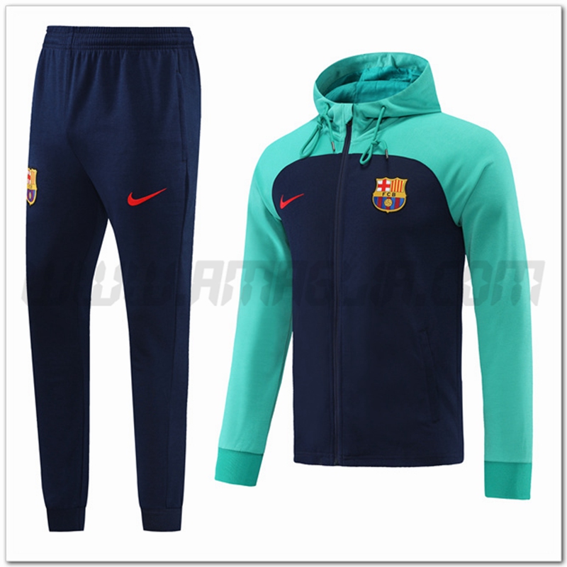 Tuta Giacca con Cappuccio FC Barcellona Blu/Verde 2022 2023