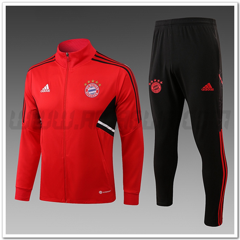Tuta Giacca Allenamento Bayern Monaco Bambino Rosso 2022 2023