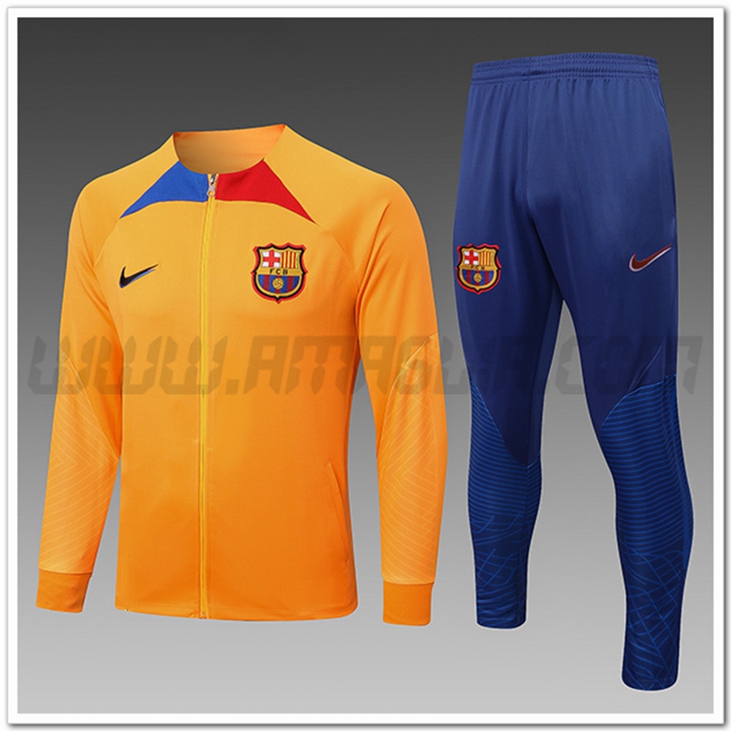 Tuta Giacca Allenamento FC Barcellona Bambino Giallo 2022 2023