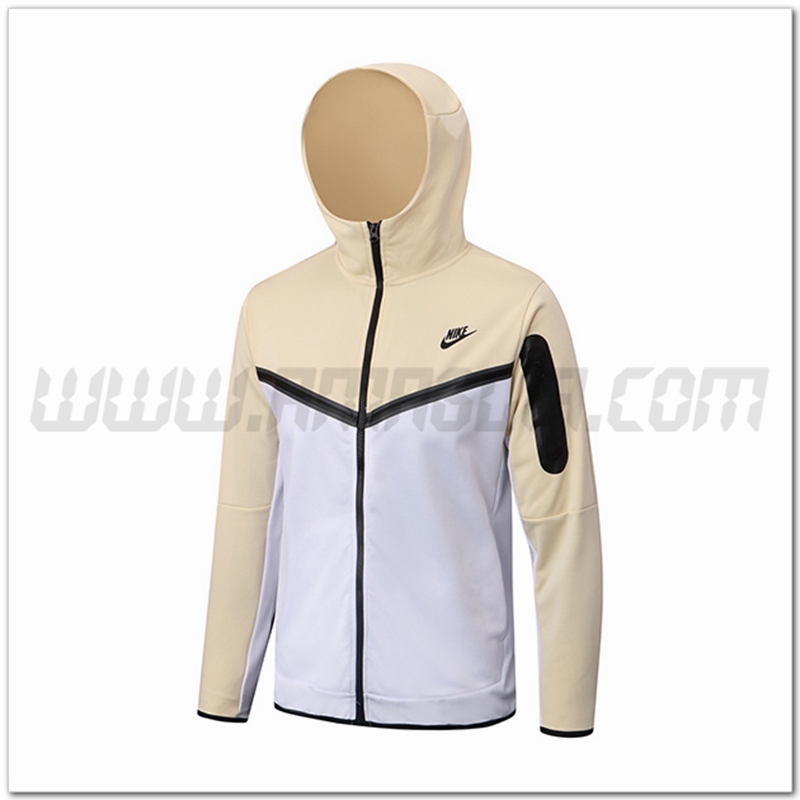 Giacca con Cappuccio NIKE Bianco/Giallo 2022 2023