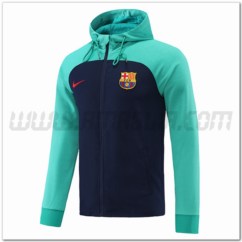 Giacca con Cappuccio FC Barcellona Blu/Verde 2022 2023