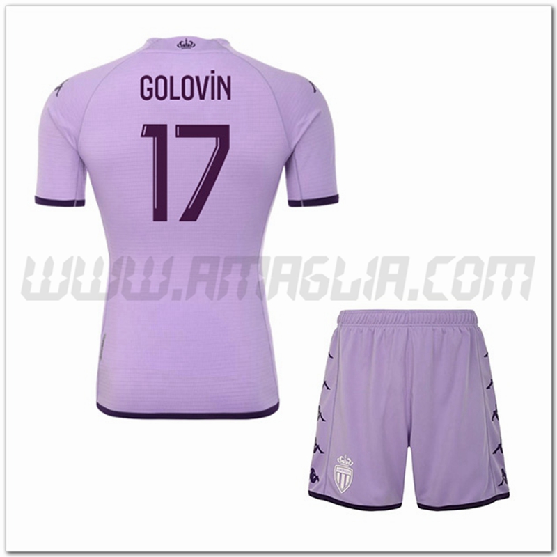 Kit Maglia GOLOVIN #17 AS Monaco Bambino Terza 2022 2023