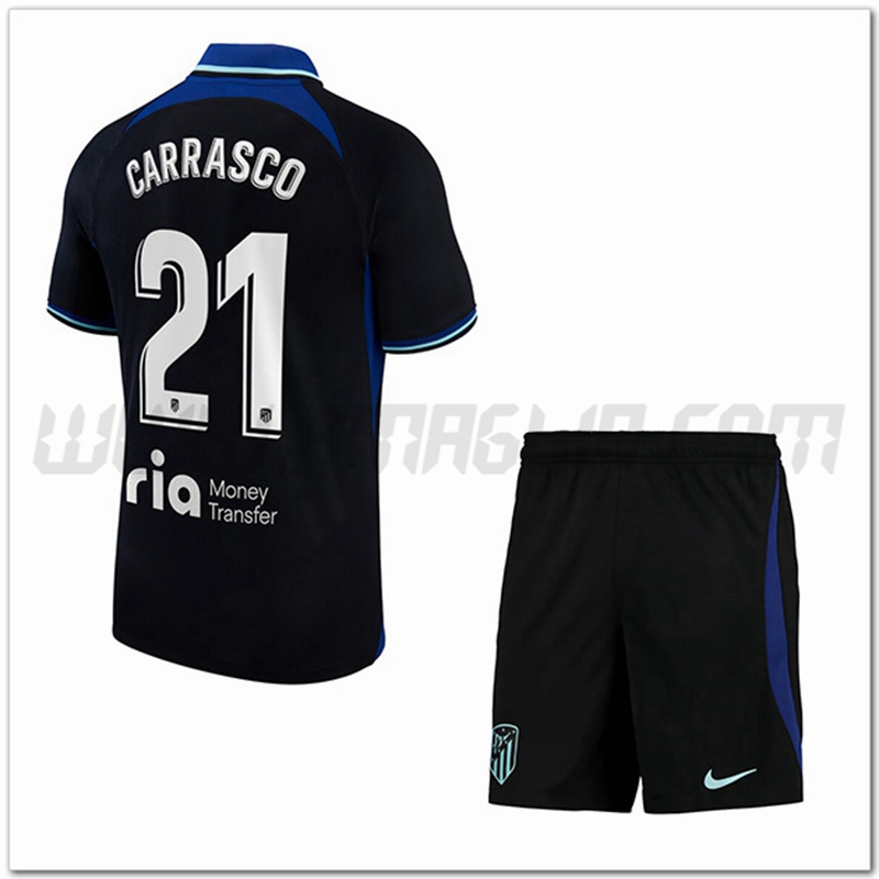 Kit Maglia CARRASCO #21 Atletico Madrid Bambino Seconda 2022 2023