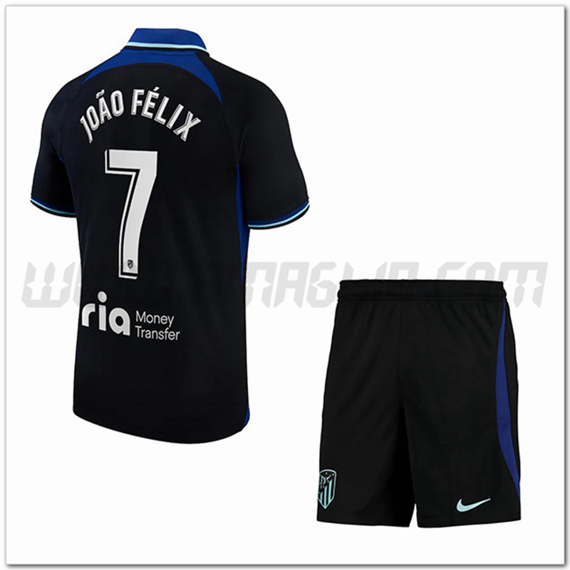 Kit Maglia JO鑴橭-F鑴IX #7 Atletico Madrid Bambino Seconda 2022 2023