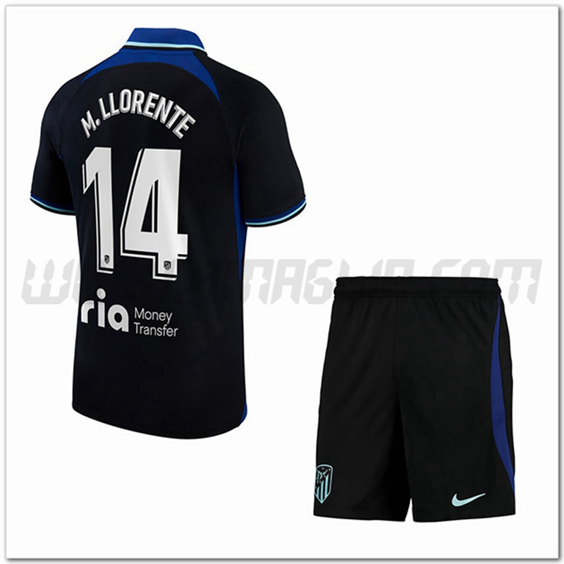 Kit Maglia M.-LLORENTE #14 Atletico Madrid Bambino Seconda 2022 2023