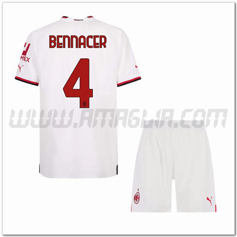 Kit Maglia BENNACER #4 AC Milan Bambino Seconda 2022 2023