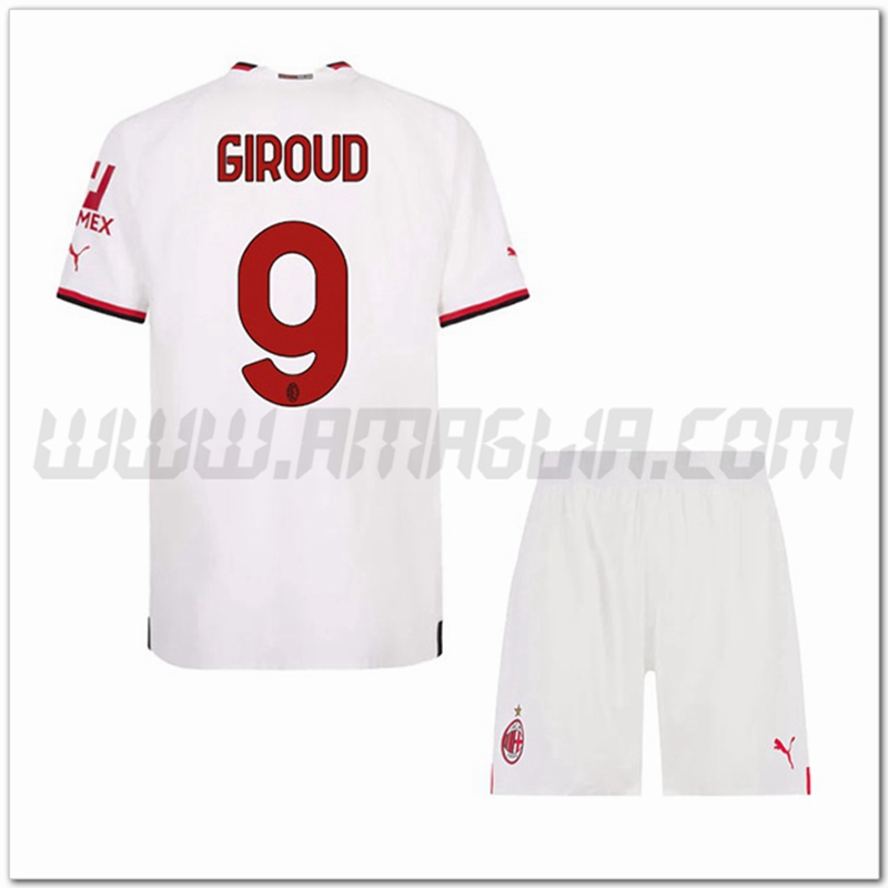 Kit Maglia GIROUD #9 AC Milan Bambino Seconda 2022 2023