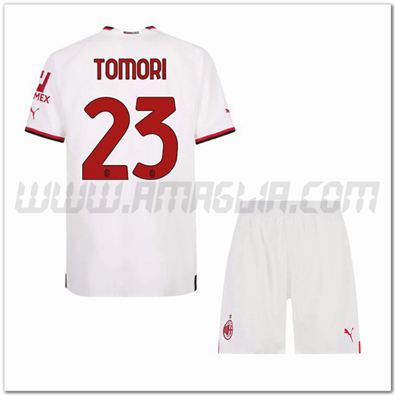 Kit Maglia TOMORI #23 AC Milan Bambino Seconda 2022 2023
