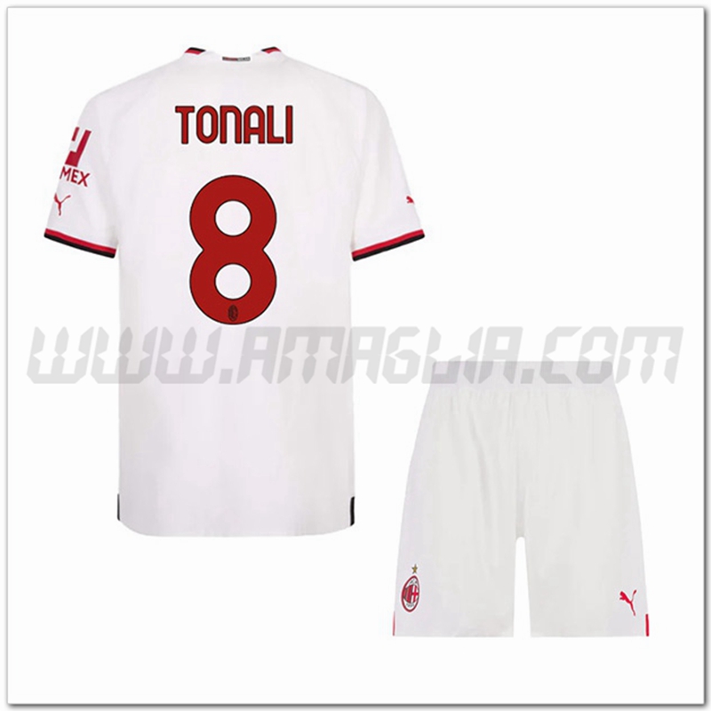 Kit Maglia AC Milan Bambino TONALI #8 Seconda 2022-23 Ottima Qualit脿