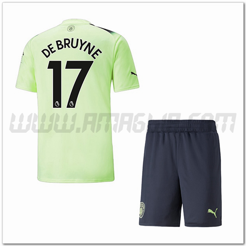 Kit Maglia DE BRUYNE #17 Manchester City Bambino Terza 2022 2023