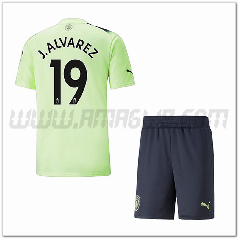 Kit Maglia J.ALVAREZ #19 Manchester City Bambino Terza 2022 2023