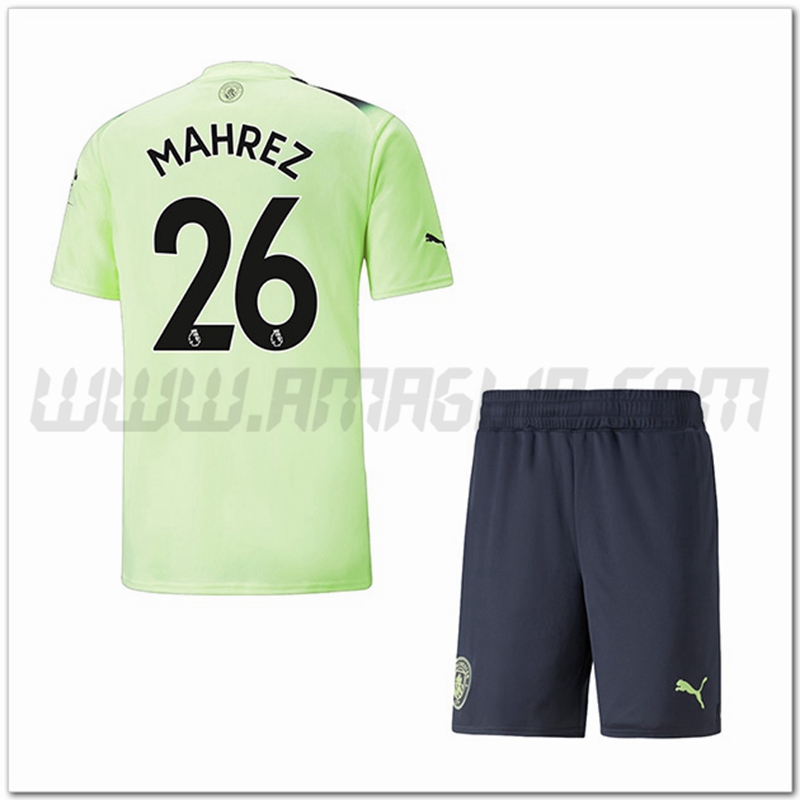 Kit Maglia MAHREZ #26 Manchester City Bambino Terza 2022 2023