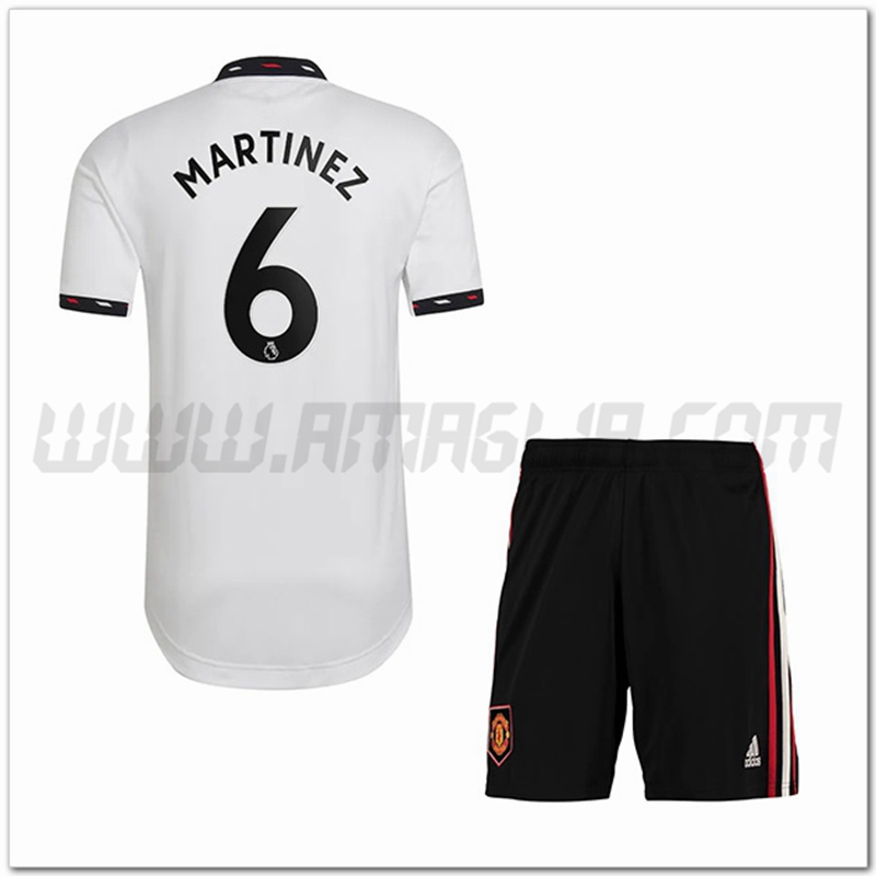 Kit Maglia MART鑴EZ #6 Manchester United Bambino Seconda 2022 2023