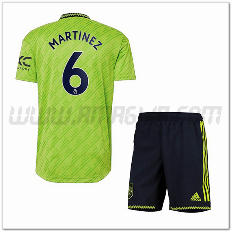 Kit Maglia MART鑴EZ #6 Manchester United Bambino Terza 2022 2023
