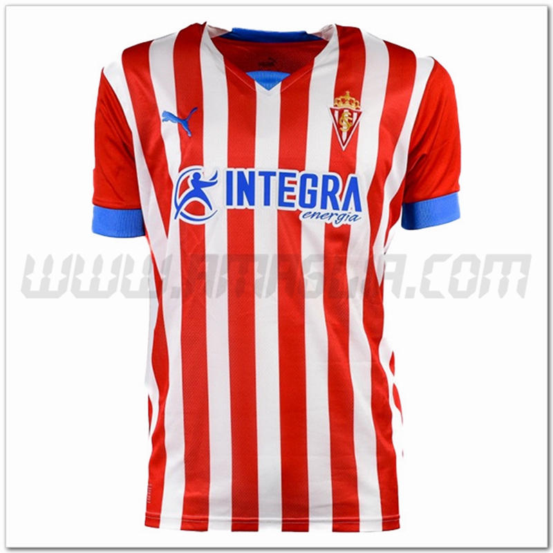 Sporting Gijon Prima Nuovo Maglia 2022 2023 Rosso Bianco