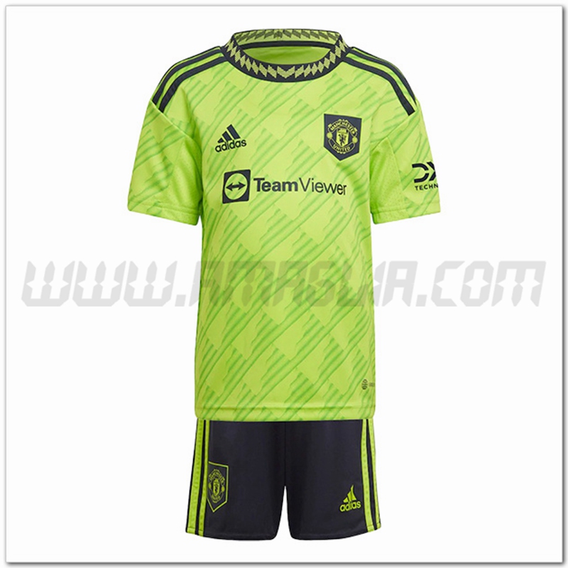 Nuovo Kit Maglia Manchester United Bambino Terza 2022 2023