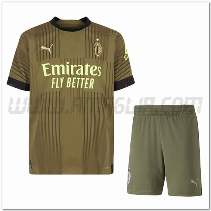Nuovo Kit Maglia AC Milan Bambino Terza 2022 2023