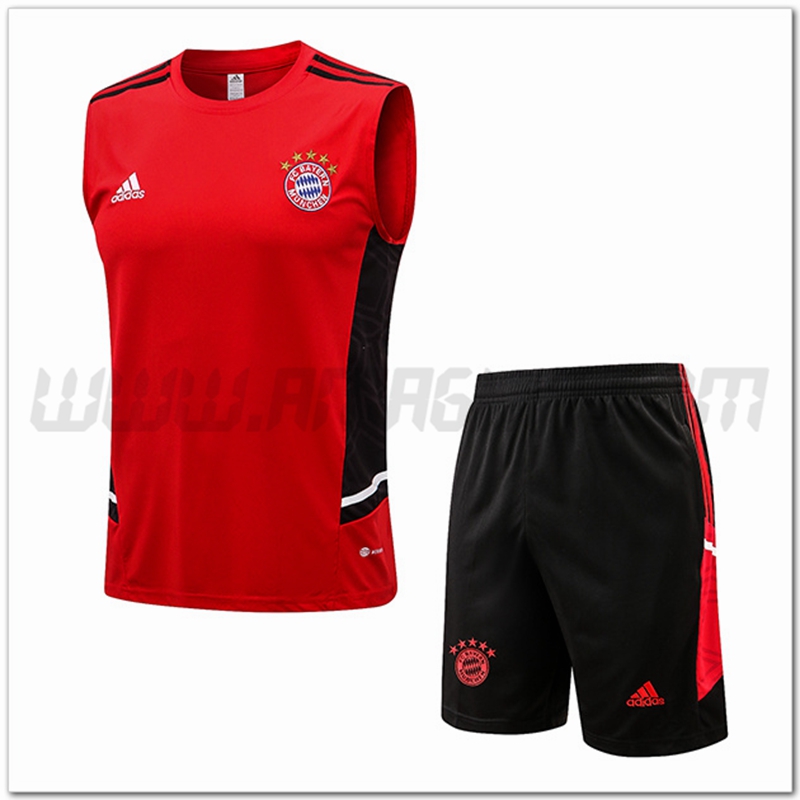 Canotta da Allenamento Bayern Monaco + Pantaloncini Rosso/Nero 2022 2023