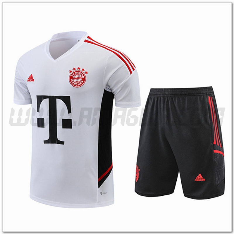 Maglia Allenamento Bayern Monaco + Pantaloncini Bianco 2022 2023