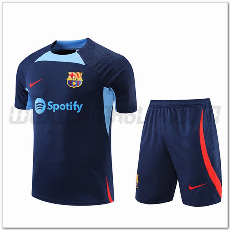 Maglia Allenamento FC Barcellona + Pantaloncini Blu Marino 2022 2023