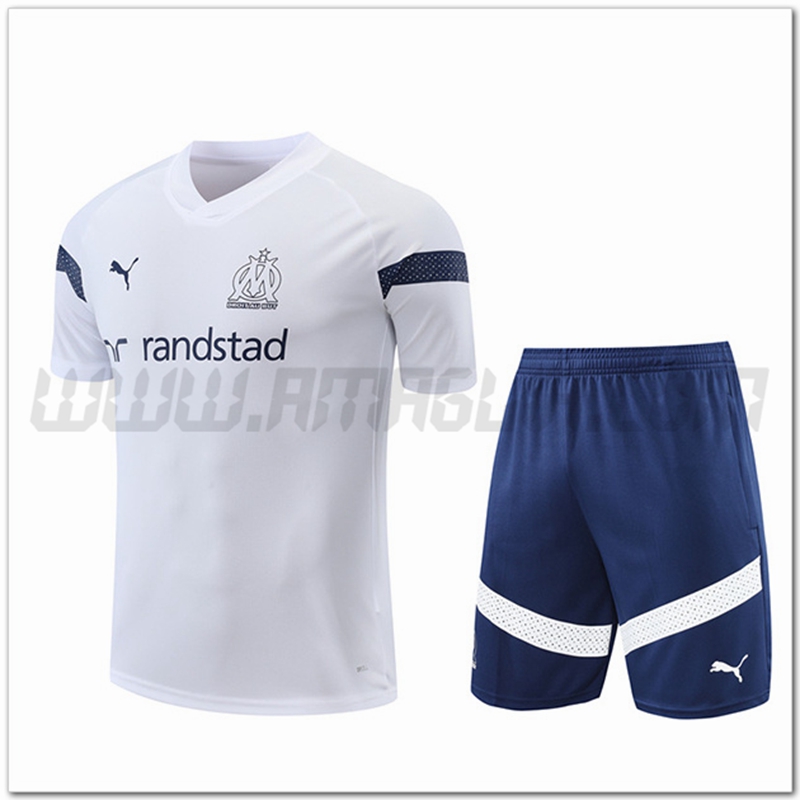 Maglia Allenamento Marsiglia OM + Pantaloncini Bianco 2022 2023