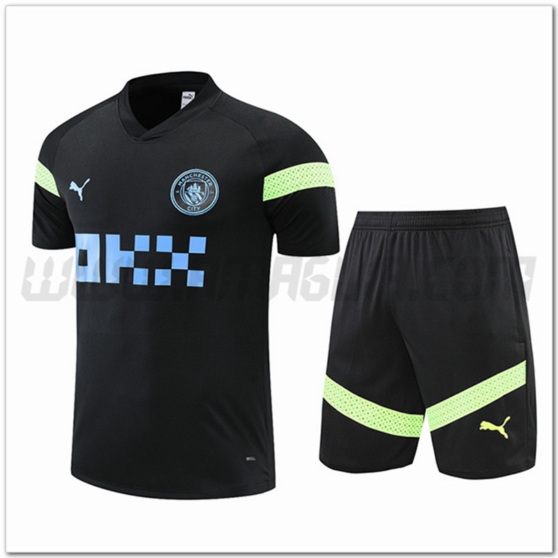 Maglia Allenamento Manchester City + Pantaloncini Nero 2022 2023
