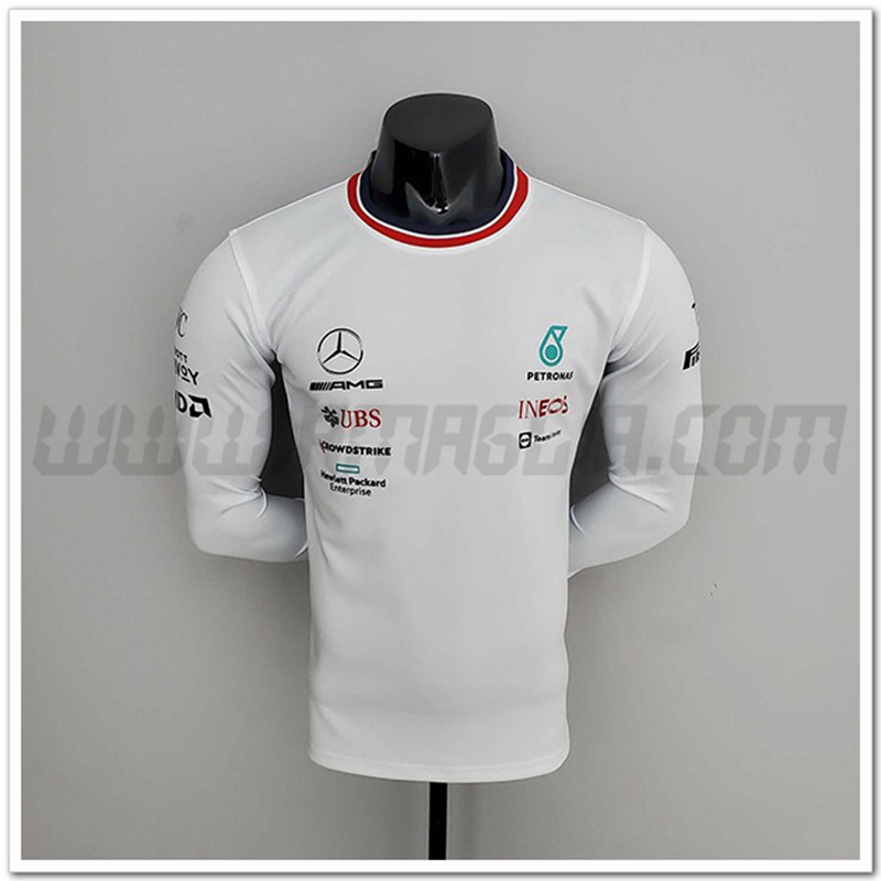 Maglietta Manches Longues F1 Mercedes Benz Team Bianco 2022