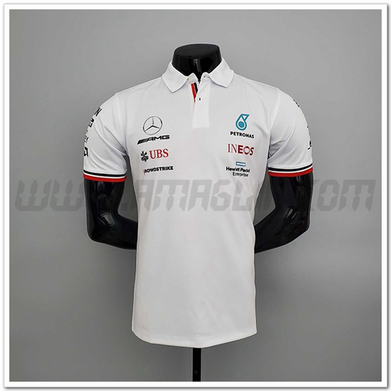 Maglia Polo F1 Mercedes Benz Team Bianco 2022