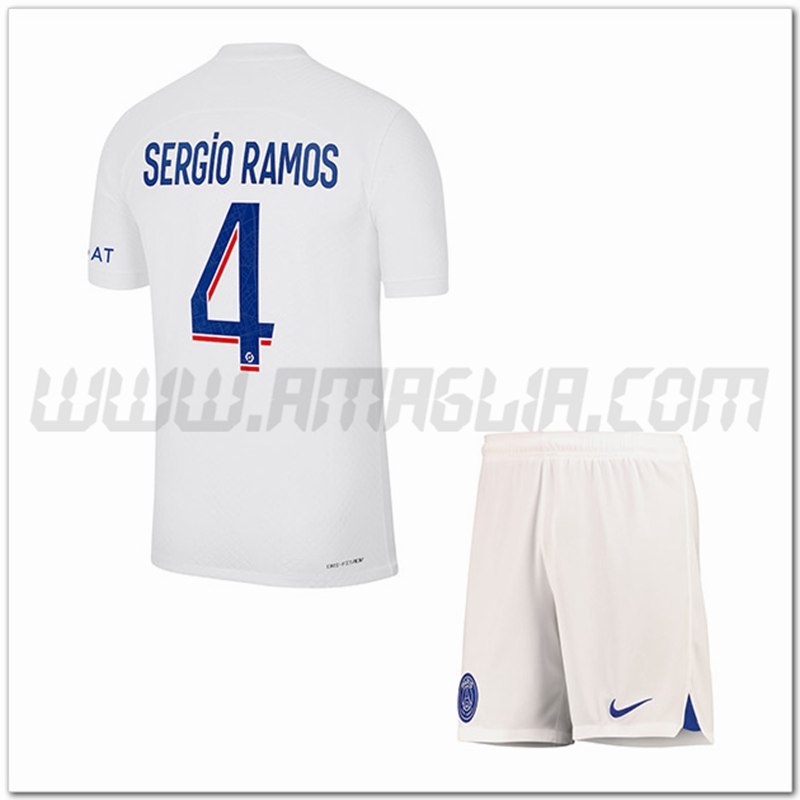 Kit Maglia SERGIO RAMOS #4 Paris PSG Bambino Terza 2022 2023