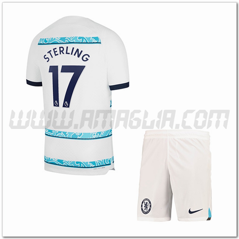 Kit Maglia STERLING #17 FC Chelsea Bambino Seconda 2022 2023