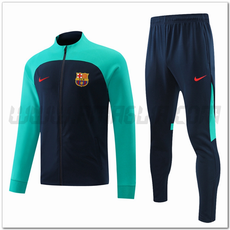 Tuta Giacca Allenamento FC Barcellona Blu Marin/Verde 2022 2023