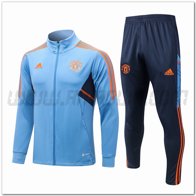 Tuta Giacca Allenamento Manchester United Azzurro 2022 2023