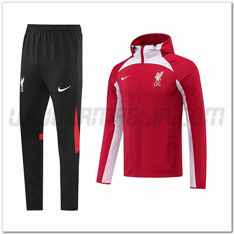 Tuta Giacca a Vento con Cappuccio FC Liverpool Rosso/Bianco 2022 2023