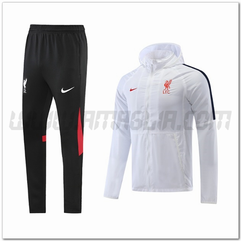 Tuta Giacca a Vento con Cappuccio FC Liverpool Bianco 2022 2023