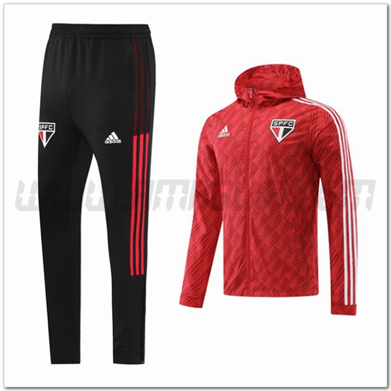 Tuta Giacca a Vento con Cappuccio Sao Paulo FC Rosso 2022 2023