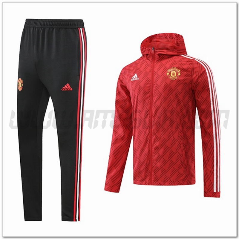 Tuta Giacca a Vento con Cappuccio Manchester United Rosso 2022 2023