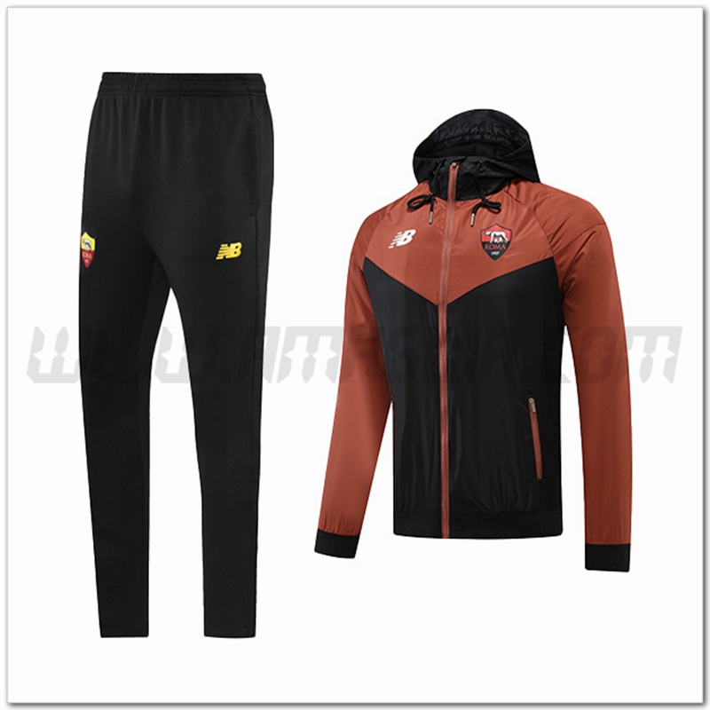 Tuta Giacca a Vento con Cappuccio AS Roma Nero/Brune 2022 2023