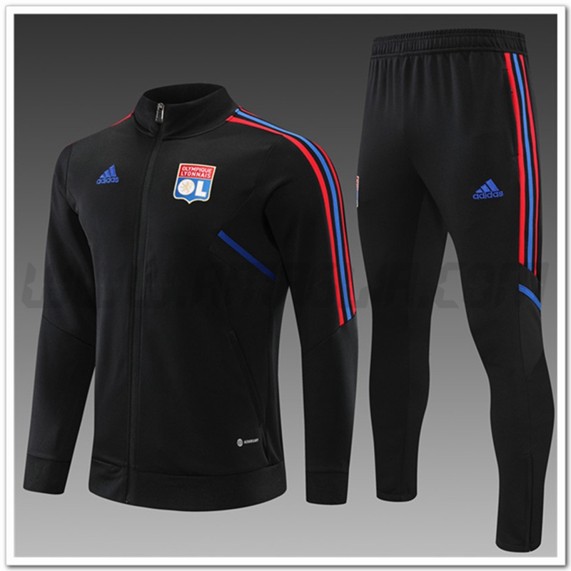 Tuta Giacca Allenamento Lyon OL Bambino Nero 2022 2023