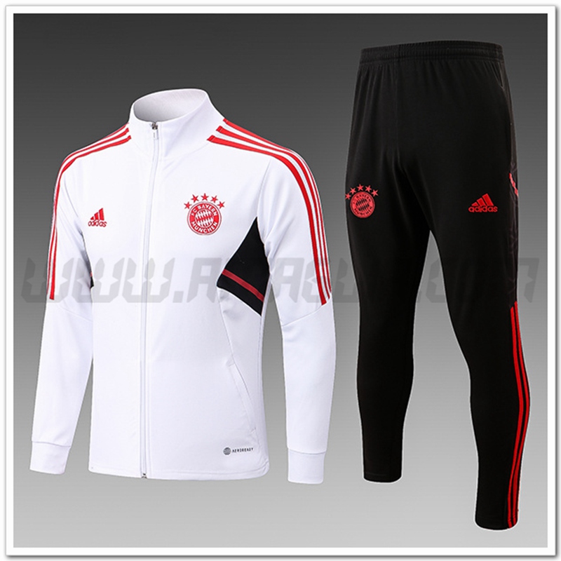 Tuta Giacca Allenamento Bayern Monaco Bambino Bianco 2022 2023