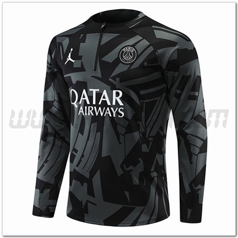 Felpa Allenamento Jordan PSG Nero/Grigio 2022 2023