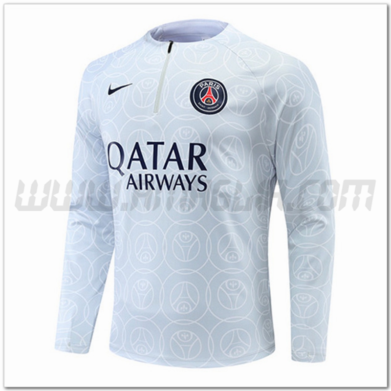 Felpa Allenamento PSG Bianco/Grigio 2022 2023