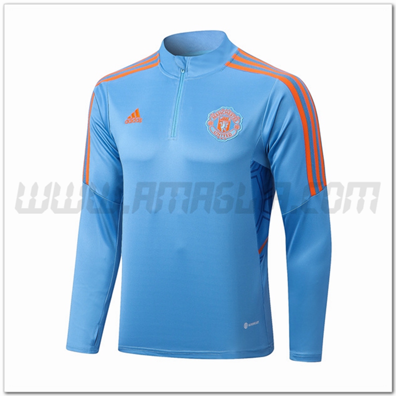 Felpa Allenamento Manchester United Azzurro 2022 2023