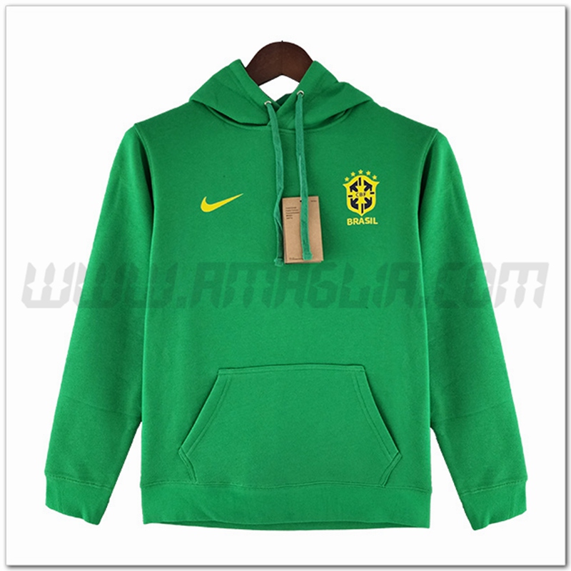 Felpa con Cappuccio Brasile Verde 2022 2023