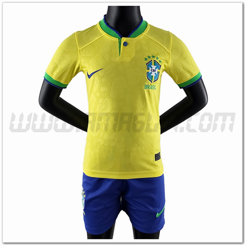 Nuovo Kit Maglia Brasile Bambino Prima 2022 2023