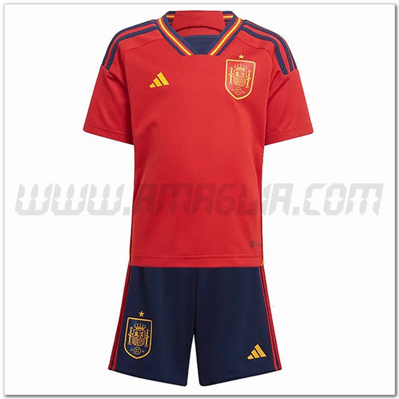 Nuovo Kit Maglia Spagna Bambino Prima 2022 2023